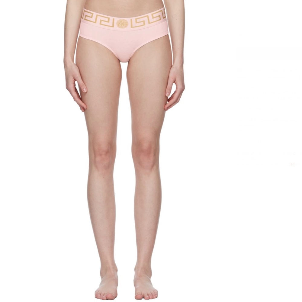 NEW VERSACE UNDERWEAR Pink Greca Border Cheeky Briefs (SIZE 3=L)